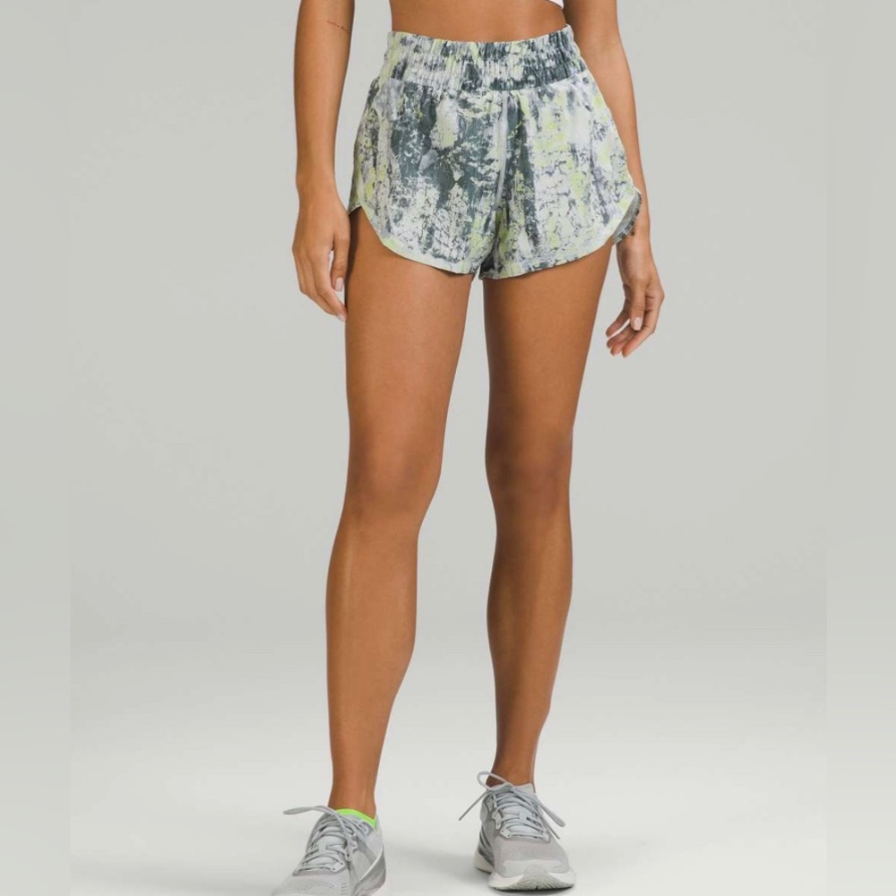 Lululemon Track That High-Rise Lined Short 3” Cinder Grain Smoked Spruce Multi
